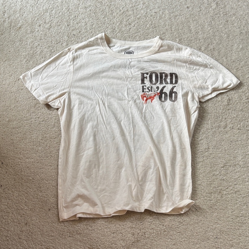 Ford Men's White and Black Graphic Tee